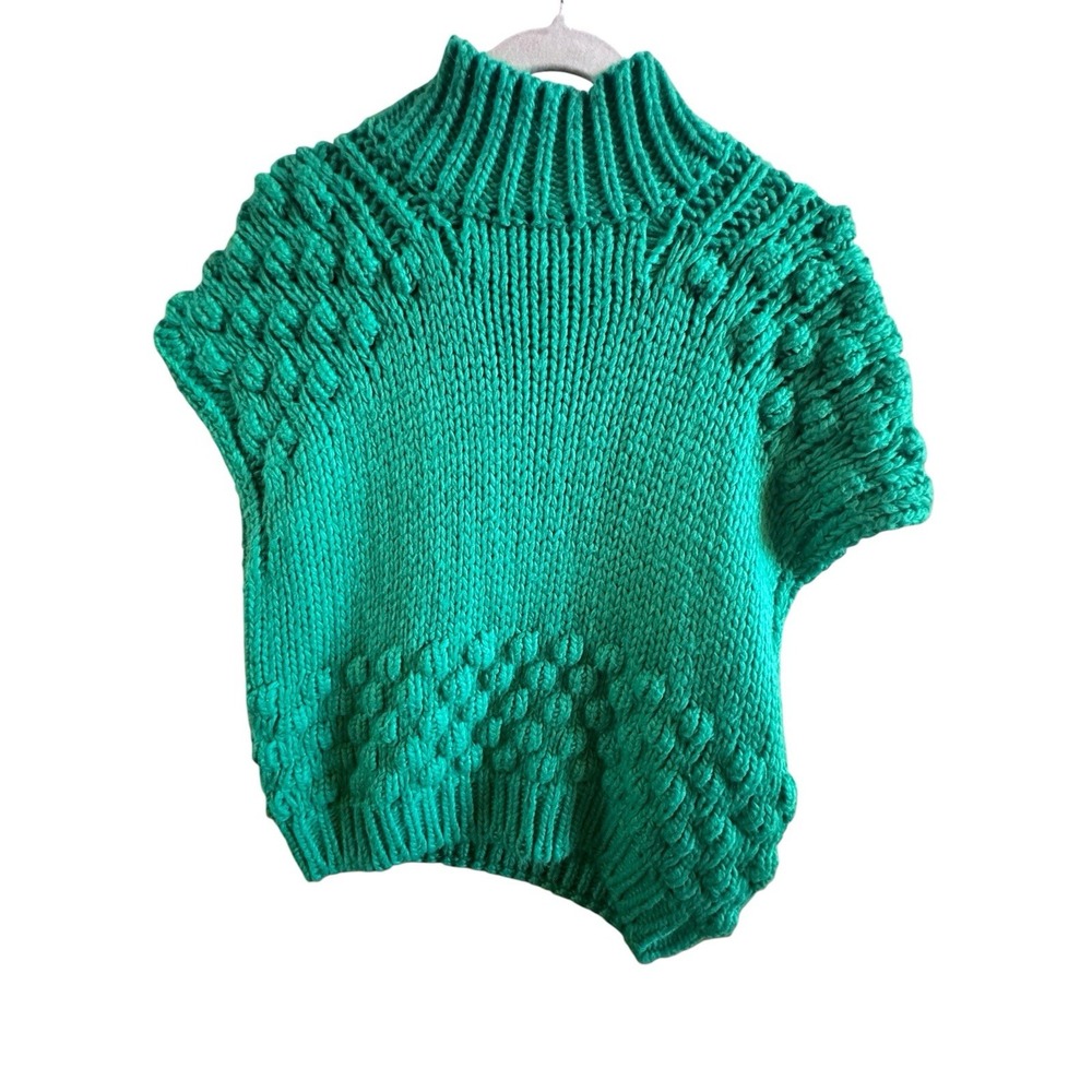 English Factory S Kelly Green Knit Turtleneck Sweater Women's  Bobble Pattern